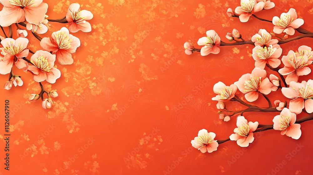 Obraz premium Cherry Blossom Background for Chinese New Year Celebration