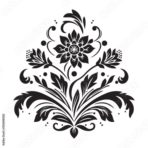 Flower decorative vector elements silhouette