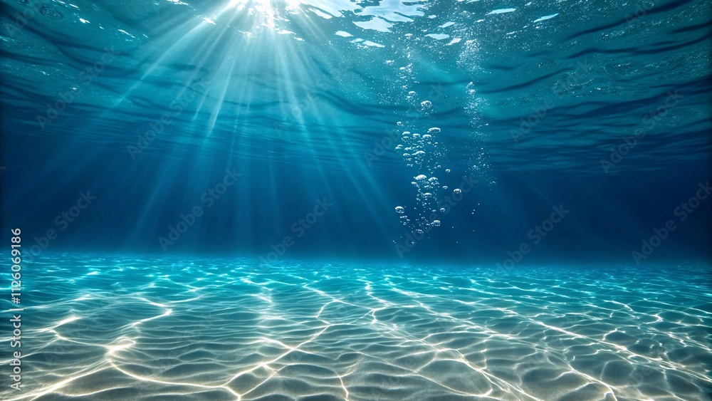 Sunbeams Through Crystal Clear Turquoise Water, Underwater Scene V1 Sunbeams Through Crystal Clear Turquoise Water, Underwater Scene V1