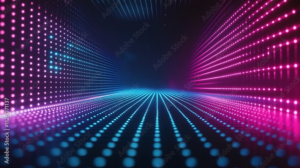 Abstract Neon Light Grid with Glowing Connections in Gigapixel Quality Abstract Neon Light Grid with Glowing Connections in Gigapixel Quality