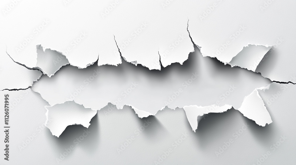 Obraz premium Torn paper revealing a blank background with shadows at the edges