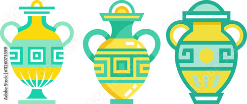 Vector drawing amphora. Greek vessels. Sketch, illustration. decorative Vector photo