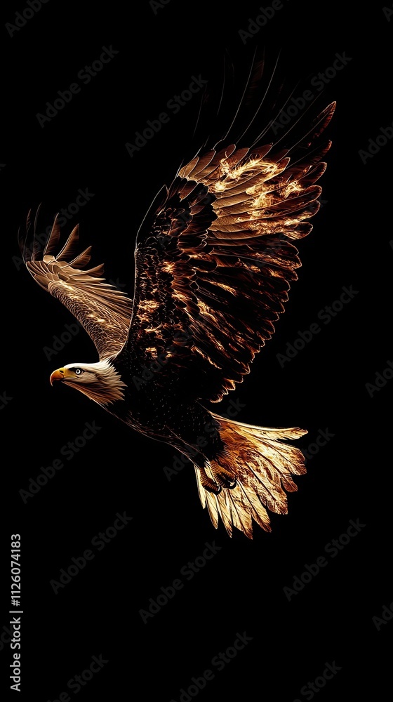 Obraz premium Fiery Eagle Soaring Through The Night Sky