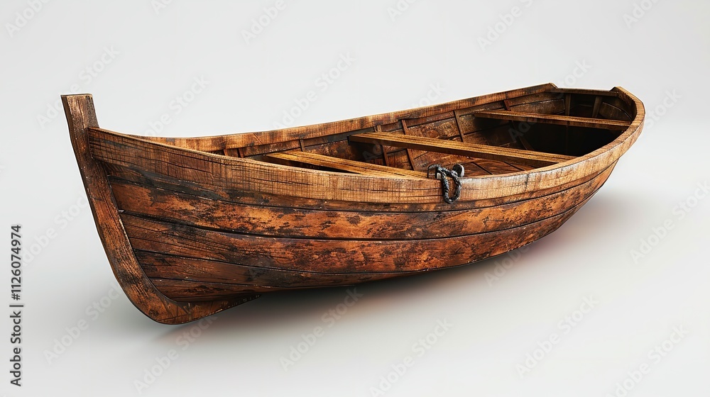 old wooden boat on white background. old wooden boat on white background.
