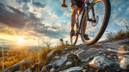 Wallpaper Mural Mountain biker riding downhill at sunset. Torontodigital.ca