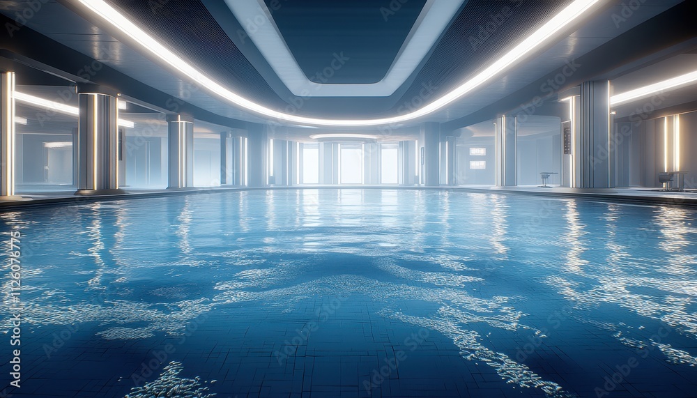 Fototapeta premium Serene Indoor Swimming Pool with Minimalist Architecture