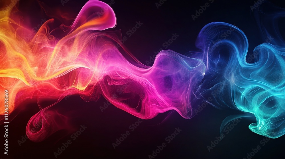 Vibrant Neon Liquid Swirls Creating Abstract Art in Dark Background Vibrant Neon Liquid Swirls Creating Abstract Art in Dark Background