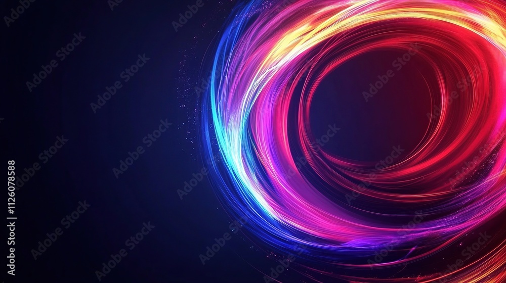 Vibrant Swirls of Neon Liquid in Colorful Hues Against Dark Background