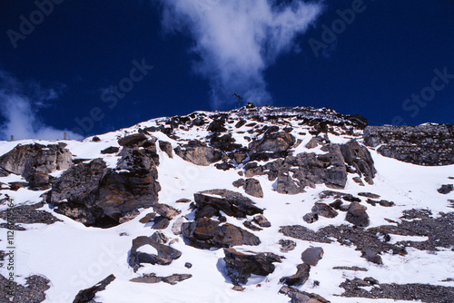 indian himalayan road, Sela Pass, high-altitude mountain pass, Tawang, West Kameng, Arunachal Pradesh, India photo