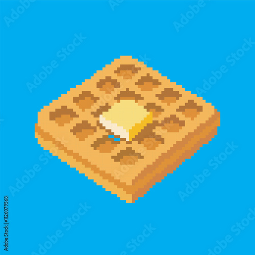 waffle pixel art, vector illustration on isolated background.