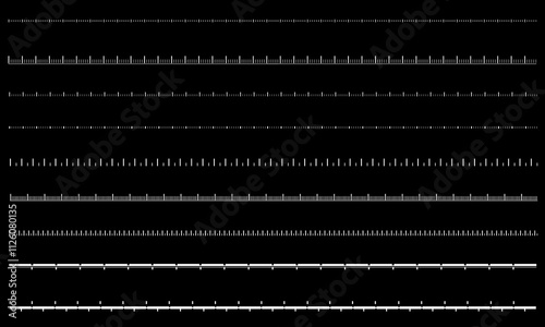 HUD set rulers measure white on black cyber technology futuristic geometric vector