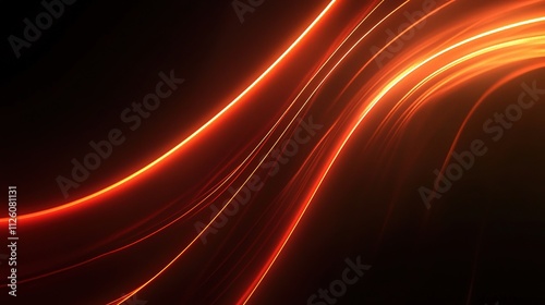 Abstract Glowing Lines in Dynamic Movement on Dark Background