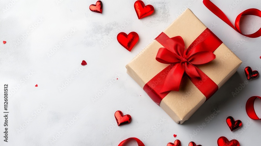 Celebrate love with a beautifully wrapped gift and heart decorations for Valentine's Day Celebrate love with a beautifully wrapped gift and heart decorations for Valentine's Day