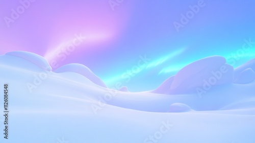 Dreamlike Aurora Borealis over Snowy Hills