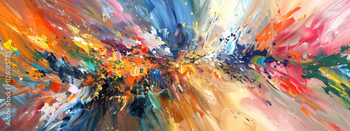 Wallpaper Mural Vibrant abstract painting bursting with color, showcasing a dynamic blend of hues and energetic brush strokes. Torontodigital.ca