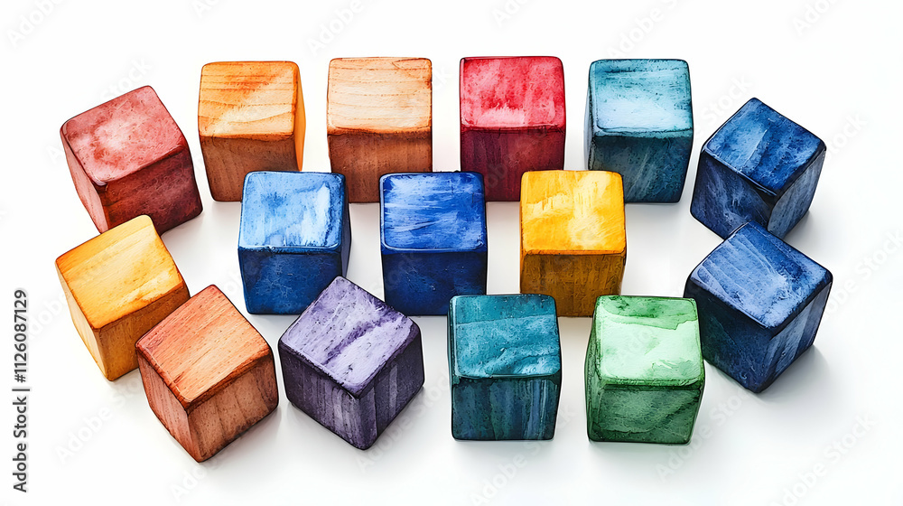 Colorful Wooden Blocks Arranged Artfully Colorful Wooden Blocks Arranged Artfully