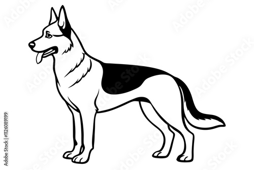 German Shepherd Vector Line Art Clean Design