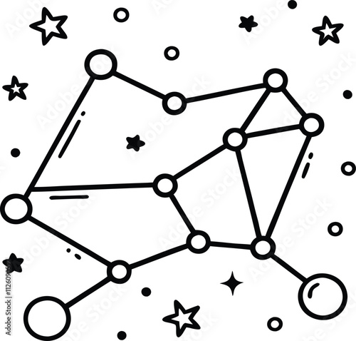 black and white constellation stars design clip art preview