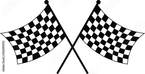 crossed checkered racing flags vector 