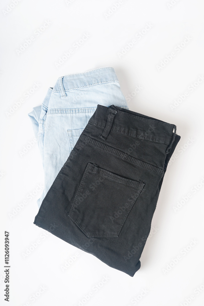 The set of two jeans on white background. The set of two jeans on white background.