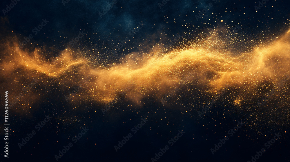 dark abstract background with wave shaped golden dust splash dark abstract background with wave shaped golden dust splash