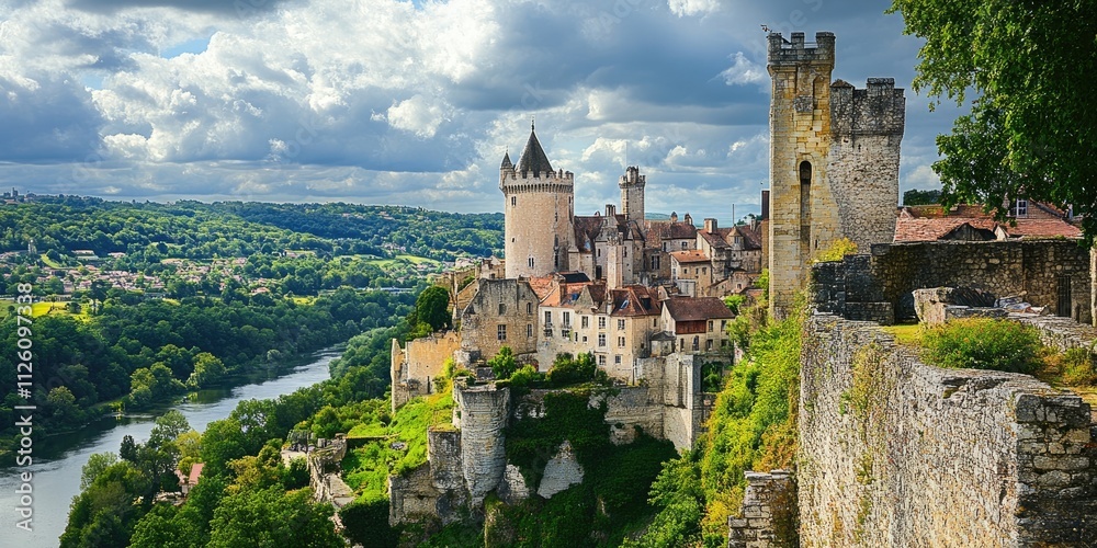 Obraz premium Historical castle set within an old town, showcasing architectural beauty and rich history, making this historical castle a captivating subject for history enthusiasts and photographers.