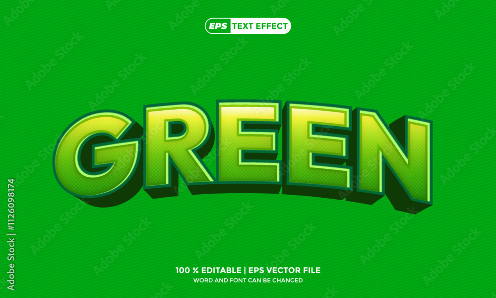Modern 3D Text Style - Fully Editable Vector for 2025 Design Green