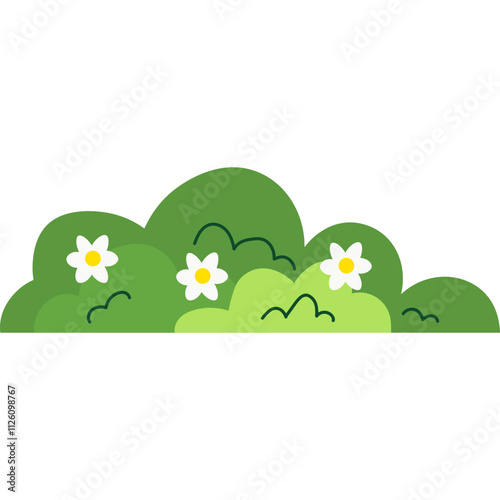 Bush Flower Flat Illustration