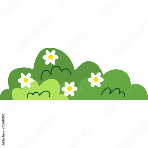 Bush Flower Flat Illustration