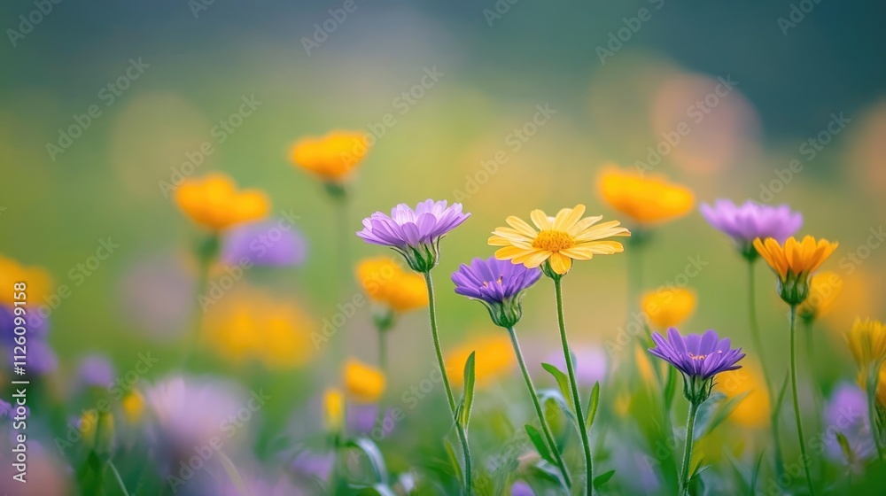 Fototapeta premium Field of Daisies: A Delicate Harmony of Colors