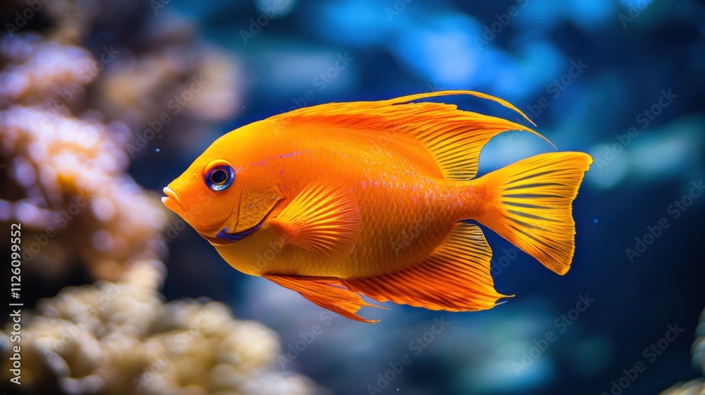 vibrant orange fish swimming in clear water vibrant orange fish swimming in clear water