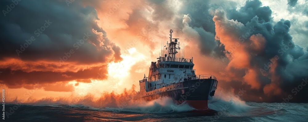 High Tech Ship Dispersing Iron Filings in Dramatic Oceanic Climate Intervention High Tech Ship Dispersing Iron Filings in Dramatic Oceanic Climate Intervention