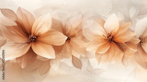 Soft mocha-hued blossoms bloom gracefully, filling the air with tranquility as gentle light bathes them in an enchanting glow. A moment of pure serenity unfolds in nature's canvas