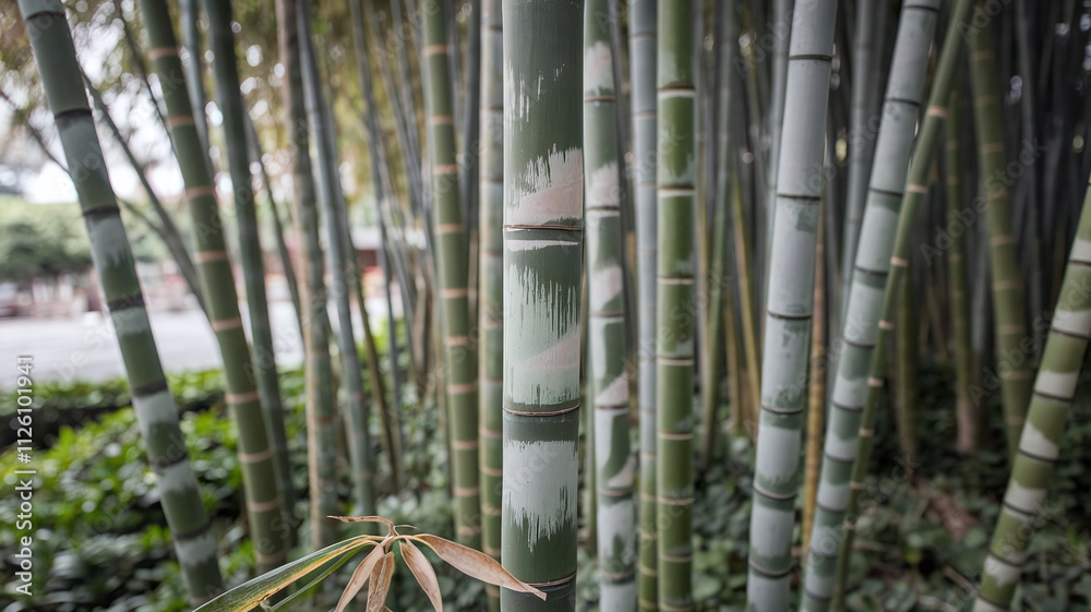 Close-up view of a serene bamboo grove featuring tall green bamboo stalks with natural texture, creating a tranquil atmosphere perfect for nature, zen, and eco-themed designs. Close-up view of a serene bamboo grove featuring tall green bamboo stalks with natural texture, creating a tranquil atmosphere perfect for nature, zen, and eco-themed designs.