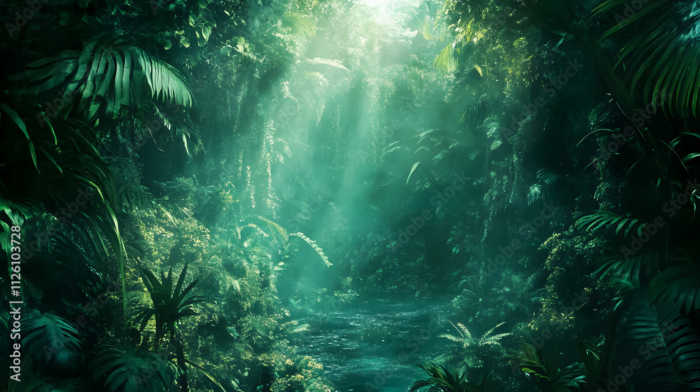 Obraz premium A lush jungle setting.