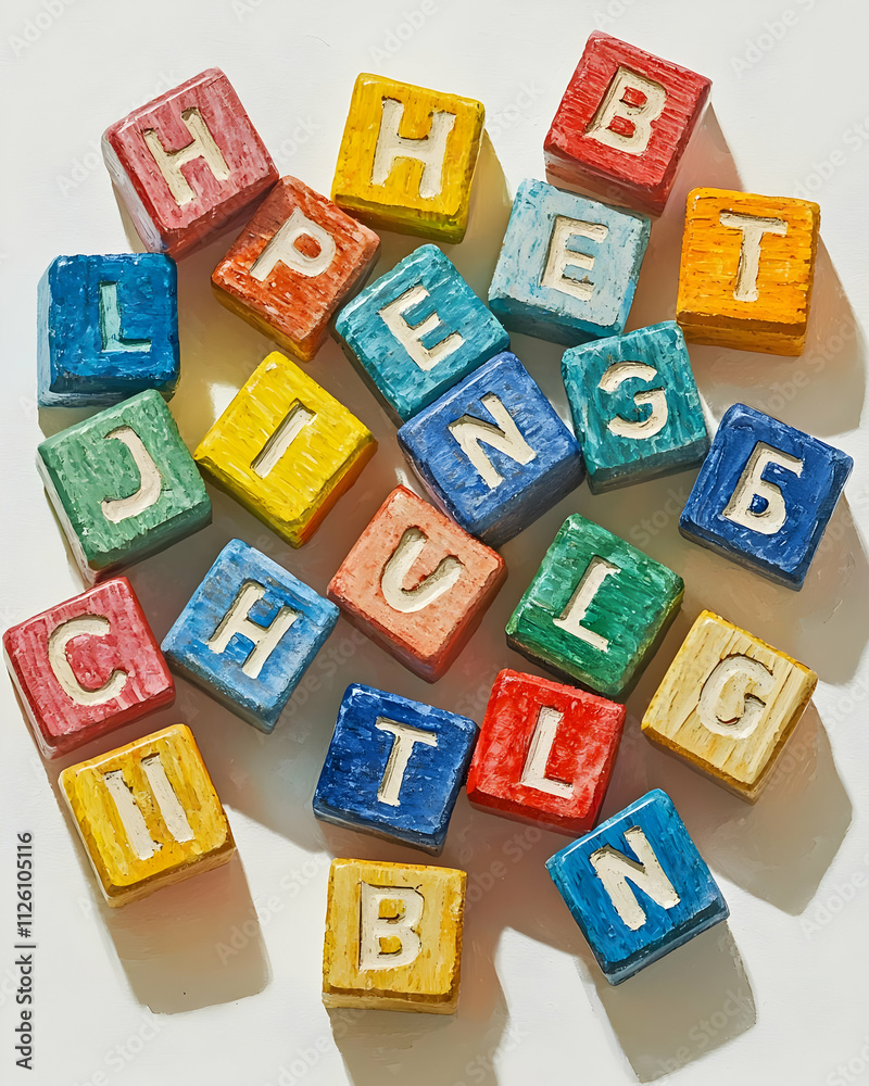 Colorful Wooden Blocks Spell Challenge Colorful Wooden Blocks Spell Challenge