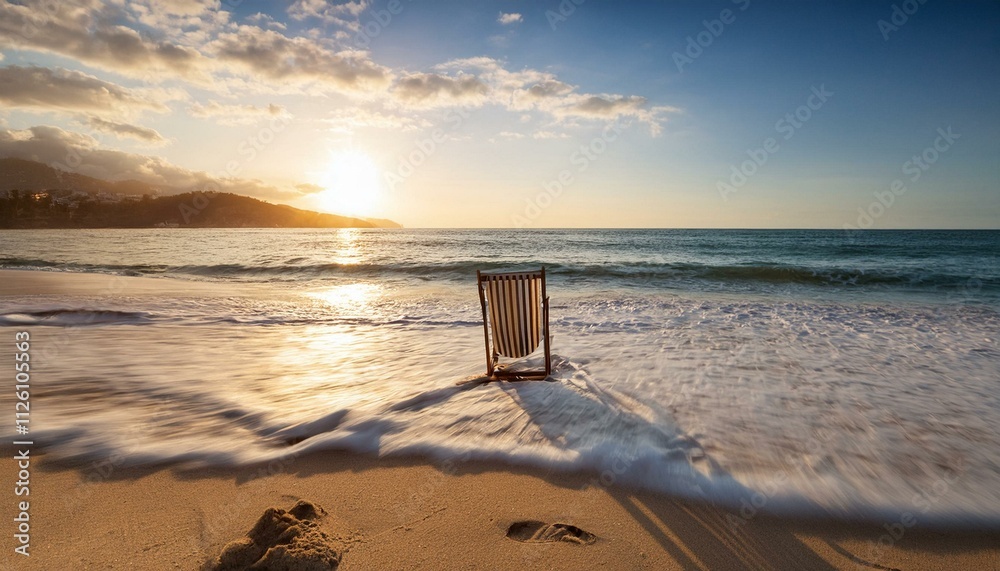 A peaceful scene of someone relaxing by the beach, watching the waves, with soft light highlighting the serene atmosphere. A peaceful scene of someone relaxing by the beach, watching the waves, with soft light highlighting the serene atmosphere.