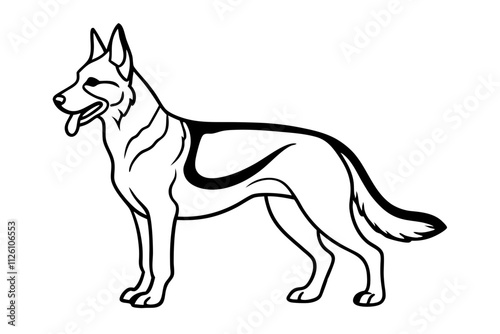 German Shepherd Vector Line Art Clean Design