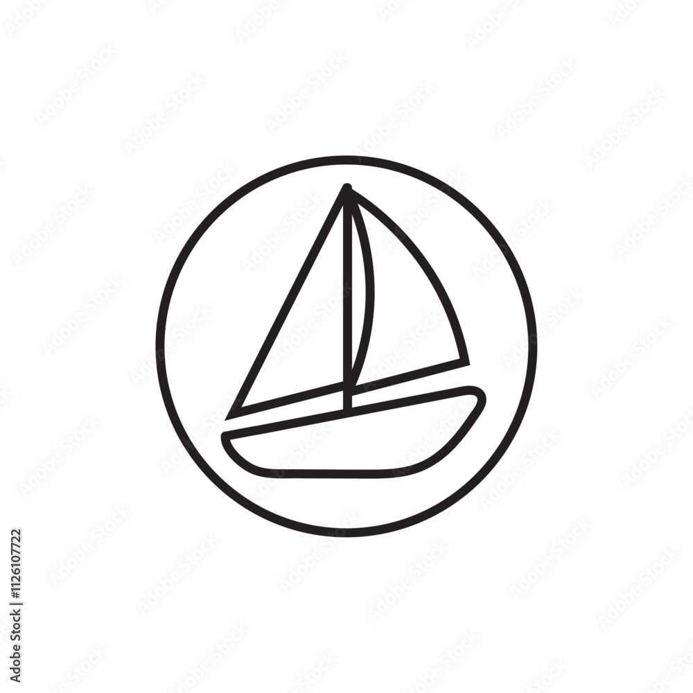 Sail boat for sailing line art vector icon for app and website Sail boat for sailing line art vector icon for app and website