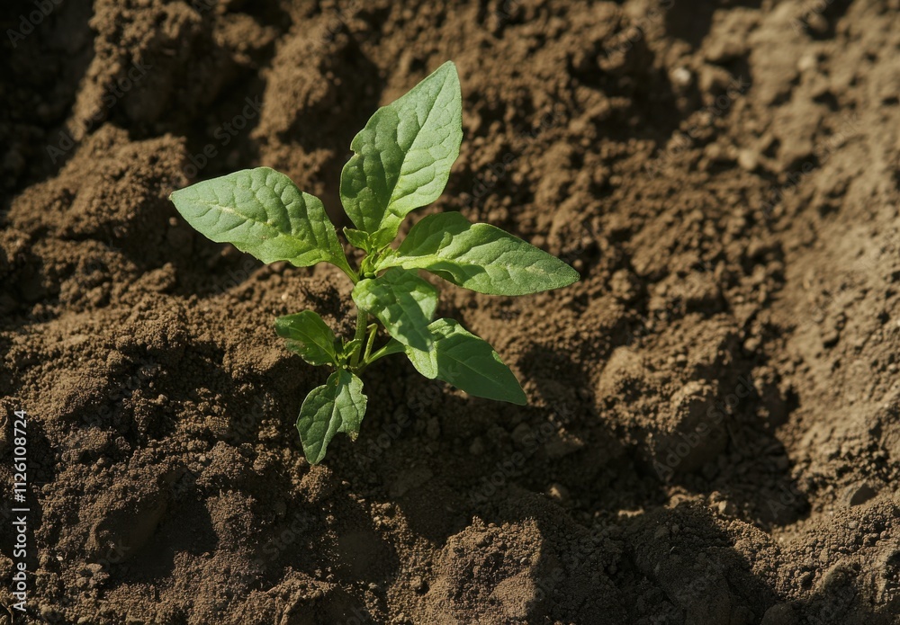 Fresh Green Plant Growing in Earthy Soil Illustrating New Life and Growth in Nature, Symbolizing Hope, Renewal, and the Importance of Agriculture in Ecosystems Fresh Green Plant Growing in Earthy Soil Illustrating New Life and Growth in Nature, Symbolizing Hope, Renewal, and the Importance of Agriculture in Ecosystems