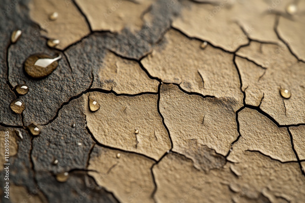 Fototapeta premium close-up of cracked surface with water droplets