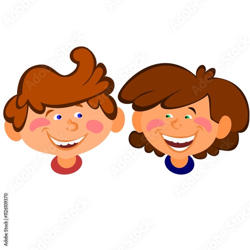 Vector Illustrations of Children with Happy Smiles: A Collection of Smiling Faces. ipg photo