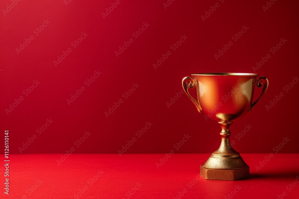 Golden Trophy on a Red Background Golden Trophy on a Red Background
