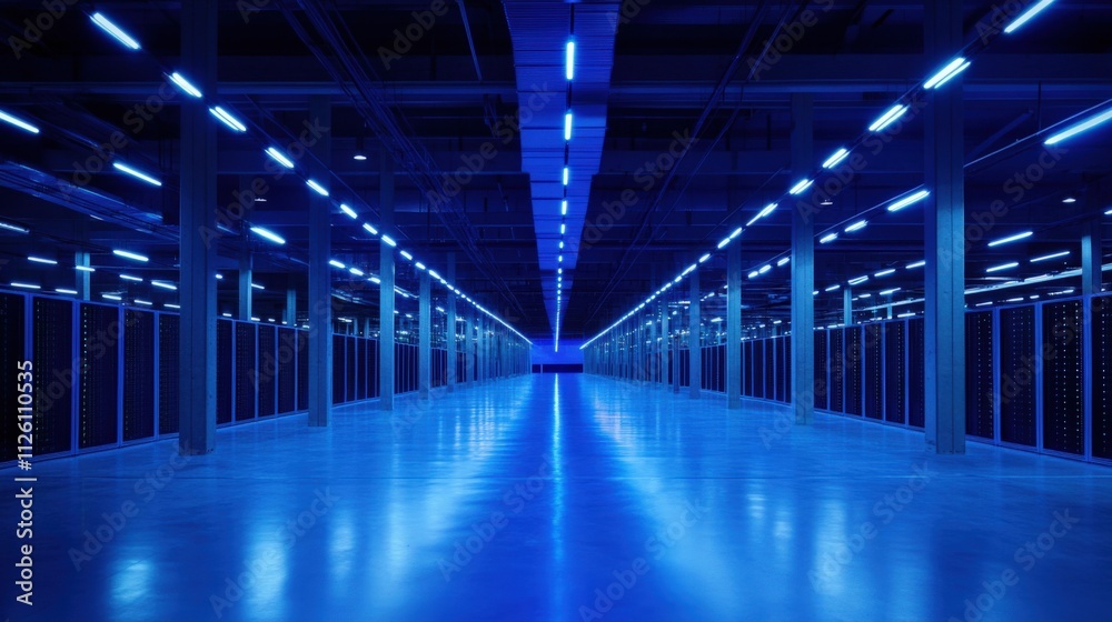 futuristic data center with blue lighting futuristic data center with blue lighting