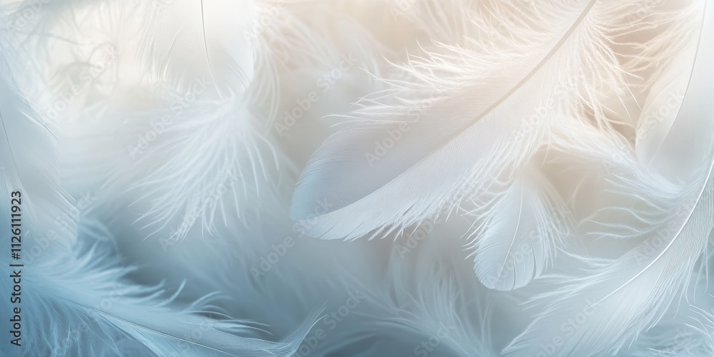 Feather background featuring delicate white feathers illuminated by soft lighting, creating a serene and elegant atmosphere with a focus on the beauty of feathers for your design needs. Feather background featuring delicate white feathers illuminated by soft lighting, creating a serene and elegant atmosphere with a focus on the beauty of feathers for your design needs.