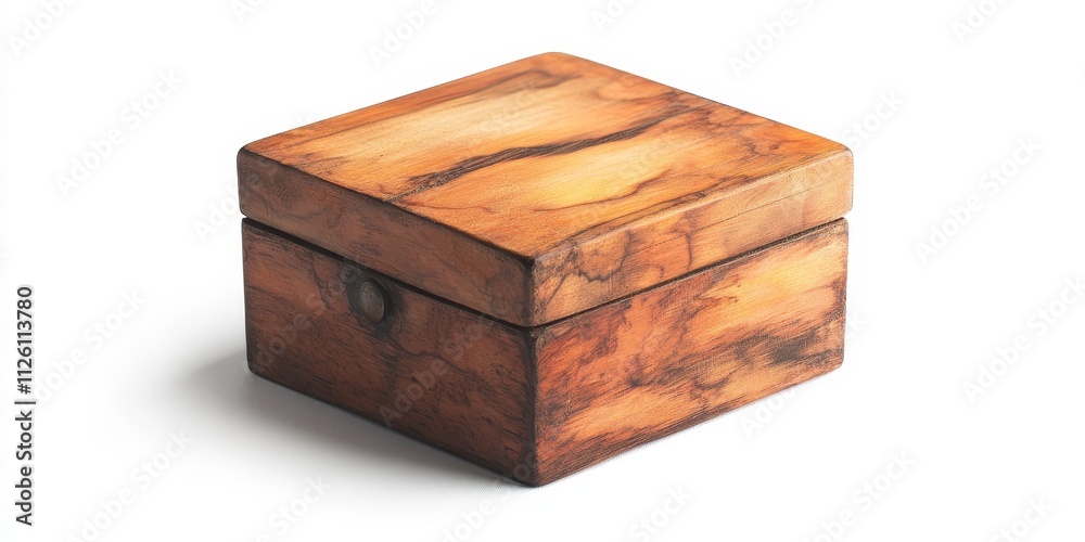 Handmade brown wooden box for storage, perfect for organizing various small items. This painted box exemplifies innovative packaging and delivery concepts. Isolated on a white background with subtle Handmade brown wooden box for storage, perfect for organizing various small items. This painted box exemplifies innovative packaging and delivery concepts. Isolated on a white background with subtle