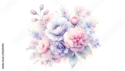 PNG Pastel coquette flowers art illustration watercolor.