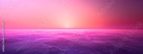 A stunning landscape showcasing a vibrant gradient of pink and purple hues at sunset, creating a tranquil and dreamlike atmosphere.