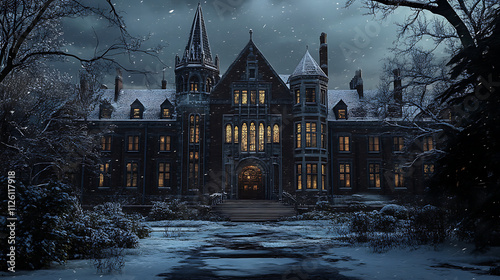 Asylum – An old, imposing building with a sense of mystery, 8k, hyper realistic.