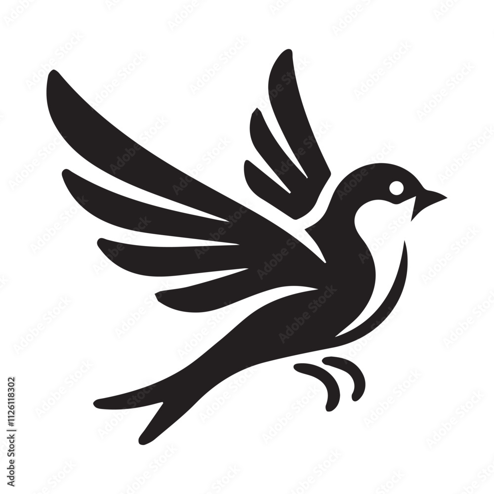 Bird silhouette vector design for logo icon, art illustration, and graphic design on a white background Bird silhouette vector design for logo icon, art illustration, and graphic design on a white background